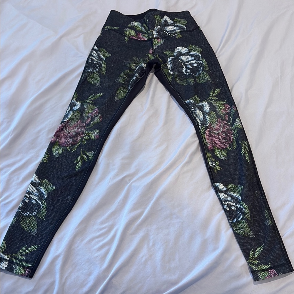 lululemon athletica Floral Leggings - Black, Green, Pink
